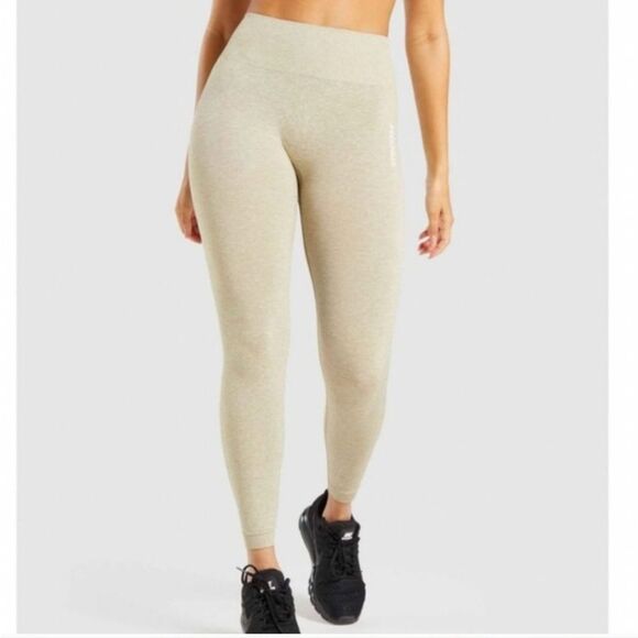 NEW NWT Gymshark Adapt Marl Seamless Leggings in Moss Grey/ Beige Sz Small - Picture 1 of 13